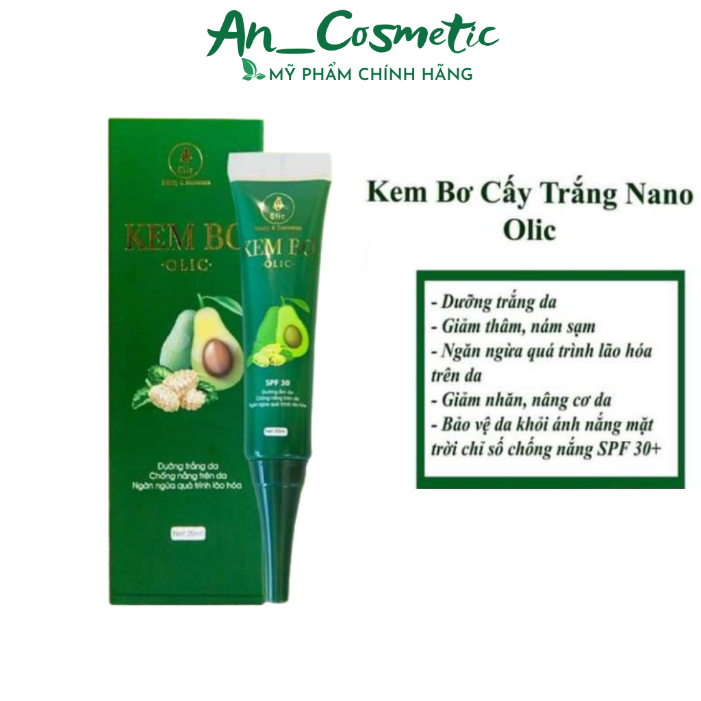 Kem bơ cấy trắng Nano Olic , Kem bơ Olic 20ml chính hãng dưỡng trắng da chuyên sâu