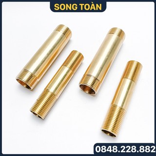 Ống đồng ren ngoài, ống tiện ren đồng thau 21 27 dài 10cm
