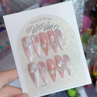 Nail thạch hồng nhẹ nhàng , móng giả