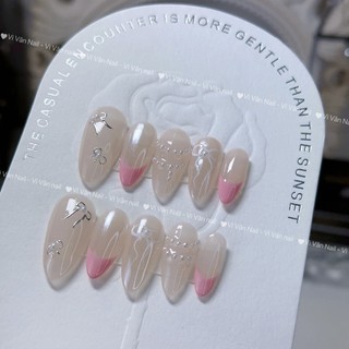 Nail box móng giả màu nud.e tráng gương trắng
