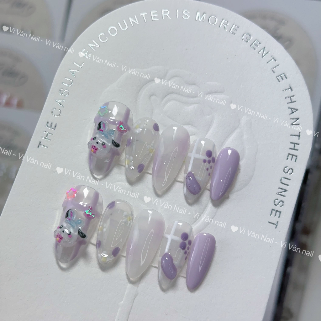 Nail box thạch tím phối charm