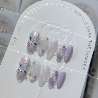 Nail box thạch tím phối charm