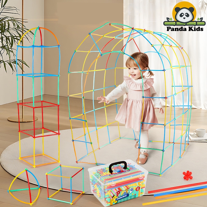 Đồ chơi lắp ghép hình que, bộ đồ chơi xếp hình 4D cỡ to nối ống không gian 3 chiều cho bé thỏa sức sáng tạo
