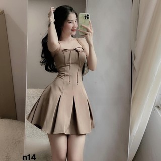 Đầm Tiểu thư cúp ngực 2 dây cột nơ