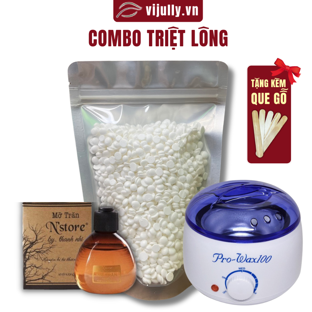 Combo Triệt Lông Vĩnh Viễn Máy Nấu Sáp Wax Lông Cao Cấp Kèm Wax Lông Và Mỡ Trăn Nstore, Triệt Lông N