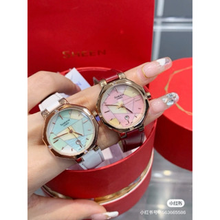 1601-1# Đồng Hồ CASI0 SHEEN đỏ phối