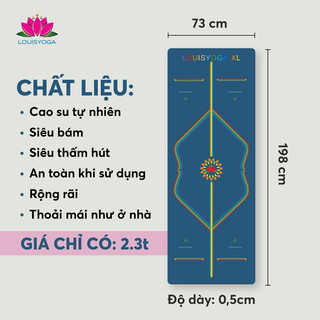 Thảm tập yoga cao su tự nhiên Louis Yoga bản Diamond XL, phủ PU mặt nhám chống xước, trơn trượt, kích thước 198x73x0.5cm