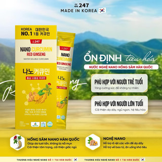 Nước nghệ nano hồng sâm CC247, Nghệ nano curcumin Hàn Quốc giúp tăng sức đề kháng da sáng đẹp hộp 10 gói.