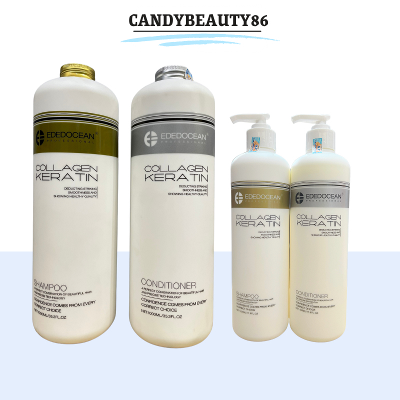 Dầu gội xả keratin EDEDOCEAN 1000ml * 2 kiềm dầu phục hồi tóc hư tổn kích thích mọc tóc siêu mượt