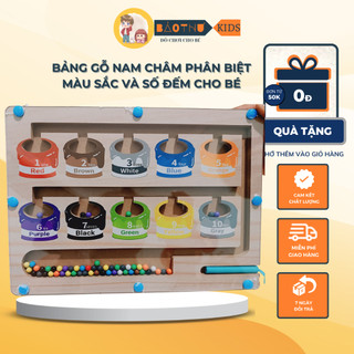 Bảng gỗ montessori nam châm phân biệt màu sắc và số đếm cho bé