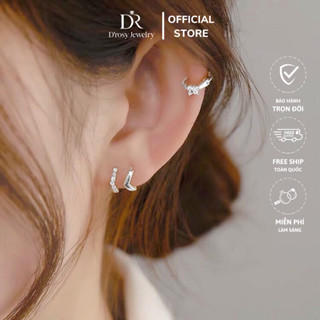 Khuyên tai bạc nữ vòng tròn đeo vành tai cá tính, bông tai bạc 925 D'ROSYJEWELRY KT19