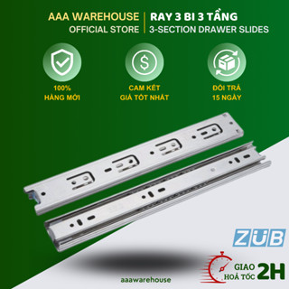 [3 bi] Bộ 2 thanh ray trượt hộc tủ - Ray trượt 3 bi 3 tầng ngăn kéo tủ bản rộng 42mm