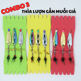 Combo 3 Thìa Lượn Gắn Mồi Muỗi Giả Câu Lure Cá Mương, Rô Phi,Thiểu ,Ngão,...
