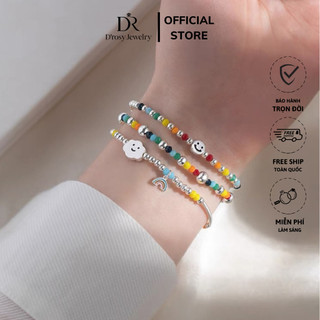 Vòng tay bạc 925 D'rosy Jewelry hình mây, mặt cười, gấu đính đá sắc màu đáng yêu LT19