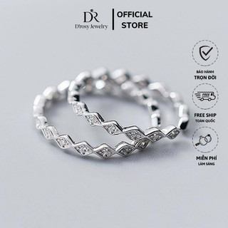 Nhẫn bạc nữ freesize hình thoi đính đá bạc ta thời trang phụ kiện trang sức nữ thương hiệu D’ROSY JEWELRY NB16