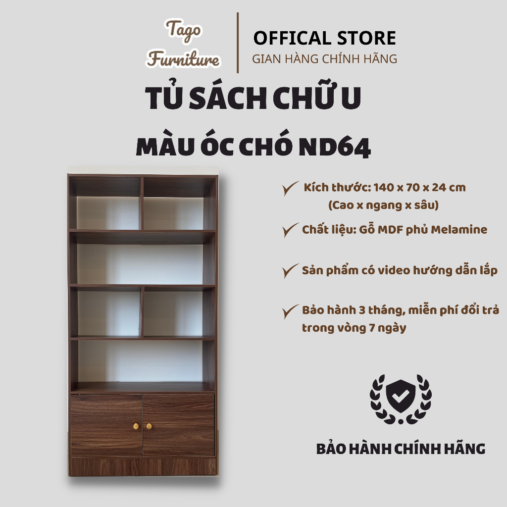 Kệ sách gỗ, tủ gỗ chữ U để đồ năng, giá sách đứng trưng bày trang trí gỗ MDF có ngăn nhiều tầng ND64 | BigBuy360 - bigbuy360.vn