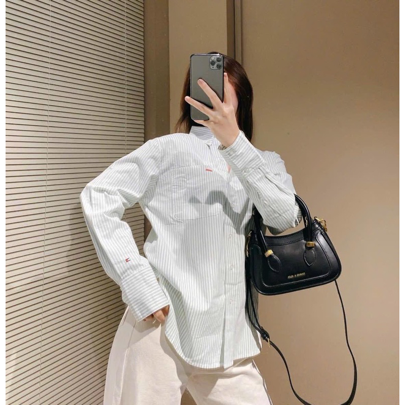 Áo Sơmi Thêu Logo TM Vải Oxford Dư Xịn Tay Dài