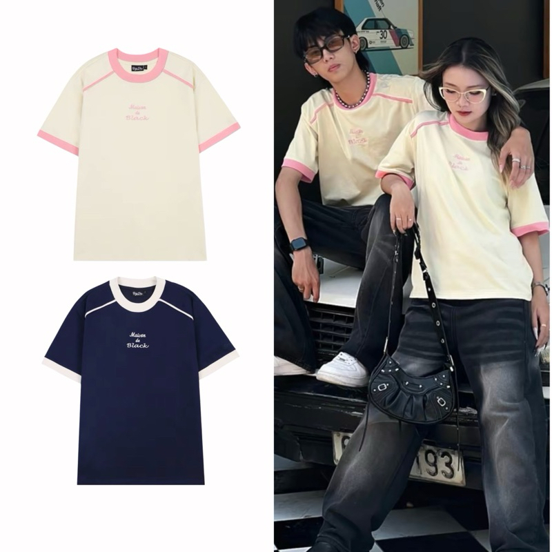 Áo Thun Phối Viền Nổi Unisex Form Boxy Chất Cotton Khô, Áo Phông Nam Nữ Áo Cặp Đôi Áo Cộc Tay Cổ Tròn Cho Học Sinh Gtm