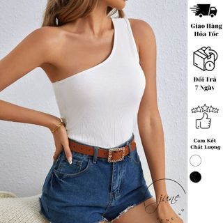 Áo lệch vai - áo lệch vai thun tăm june.sg áo croptop ôm body d072