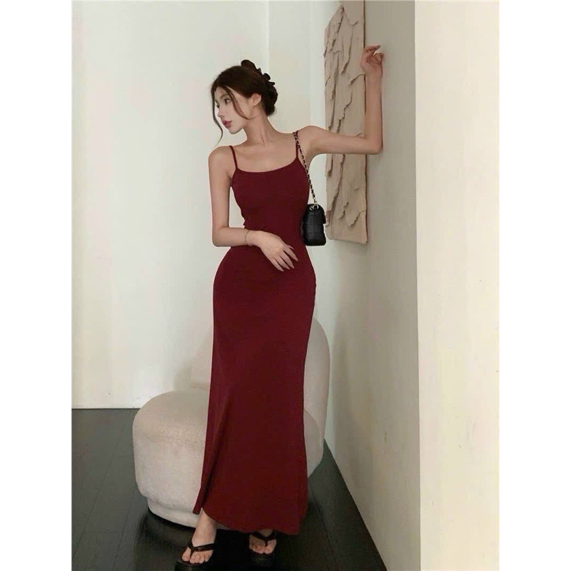 [DTB] ĐẦM HAI DÂY MAXI ĐỎ