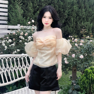  DESIGNED BY BD.BRAND  - SET ORGANZA MẶC 2 KIỂU TIỂU THƯ ÁO XOẮN NGỰC + QUẦN TAFTA CÔNG CHÚA SANG CHẢNH 