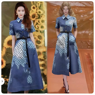 (HÀNG NHẬP CAO CẤP) VÁY ĐẦM SƠ MI DÁNG XÒE – HỌA TIẾT SANG CHẢNH ( CCYY 4601024)