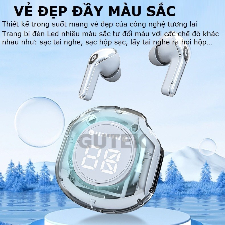 Tai Nghe Bluetooth Không Dây Ultrapods Pro v5.3 Chạm Cảm Ứng Vỏ Trong Suốt Âm Thanh Hifi Có Mic Đàm Thoại