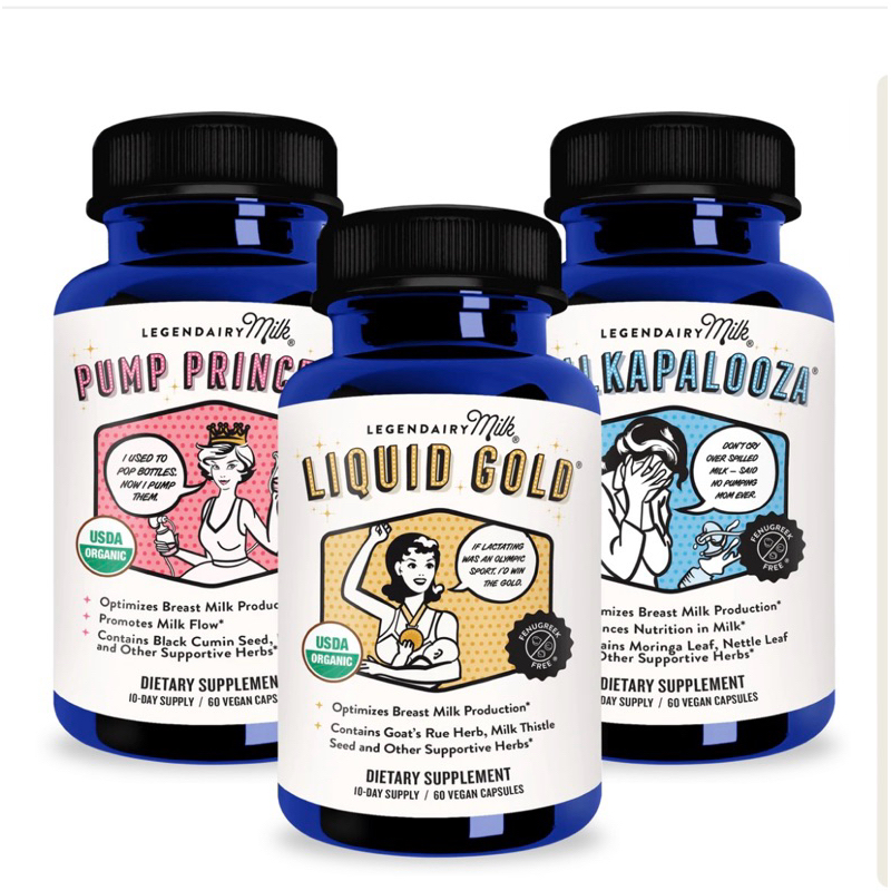 ( Nội địa Mỹ, đủ bill) Lợi sữa hữu cơ Legendairy milk liquid gold, milkapalooza, pump princess, cash