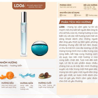 Nước hoa nam Pháp  Bvl aqva pour home Quyến rũ tươi mát hiện đại [ CHÍNH HÃNG ] - Tinh Dầu thơm LD Perfume OIL