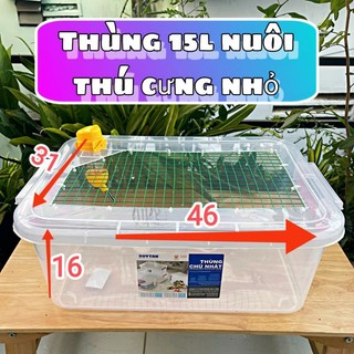 [TẶNG BÌNH NƯỚC] Thùng nhựa 10L-15L nuôi Hamster có vách ngăn đôi