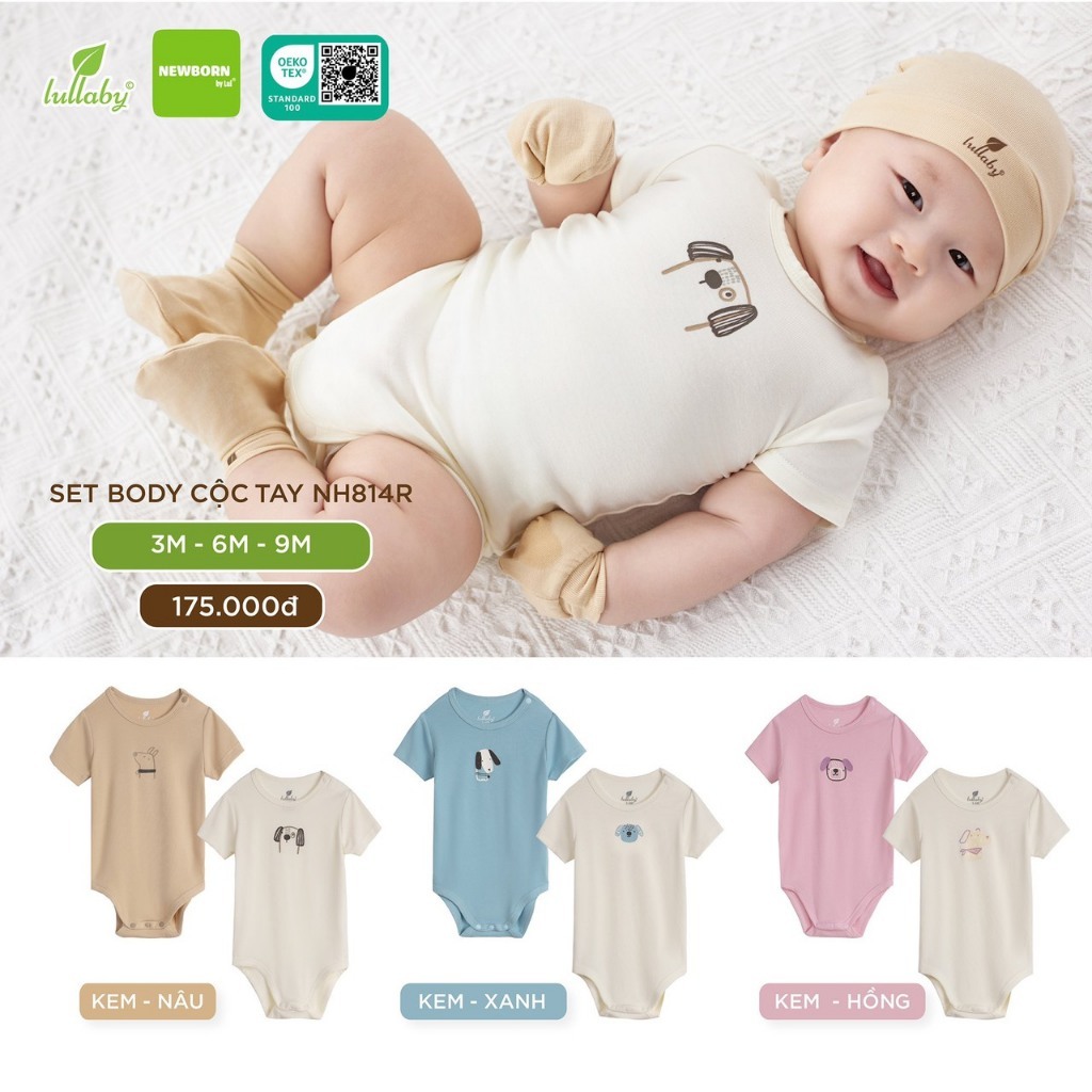 Set 2 body cộc tay sợi tre mềm mát Lullaby NH814R (Body chip cộc tay, Bodysuit cộc tay)