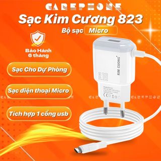  Hàng xịn tốt  SẠC KIM CƯƠNG 823 KMG 823 Chuẩn 1.5A 2.1A Có Cổng USB ,Sạc Micro sạc nhanh ổn định an toàn-CarePhone 