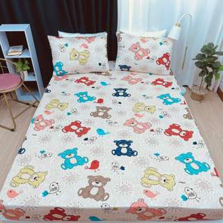 Bộ ga giường,Drap nệm thun lạnh Hàn Quốc 4 món cho bé