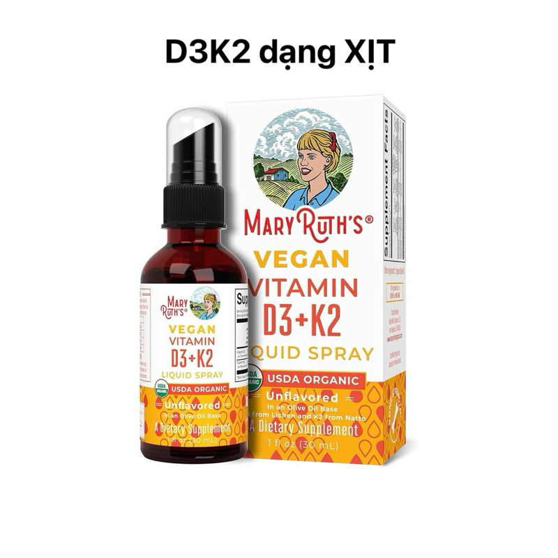 (NỘI ĐỊA Mỹ, có Bill, Date 2027) Mary Ruth Organic Toddler D3K2 liquid drop 30ml