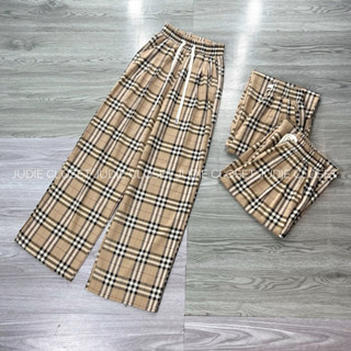 Quần Suông Kẻ Caro Nam Nữ Lưng Cao Quần Ống Rộng BBR Cạp Chun Chất Thô Mềm Mịn Cao Cấp Loại 1 JUDIE.Closet