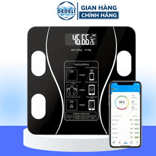Cân Sức Khỏe, Cân Điện Tử Thông Minh Mặt Kính Chịu Lực 180kg Kết Nối Bluetooth Phân Tích Cơ Thể
