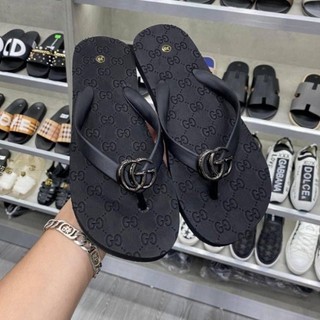 Dép kẹp xỏ ngón gucci, dép tông nam in vân GC quai gắn logo phong cách cho nam size 38-43