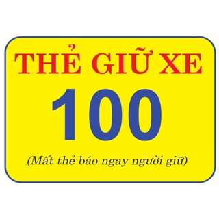100 thẻ giữ xe. 7x5cm. Ép plastic. Giao màu ngẫu nhiên.