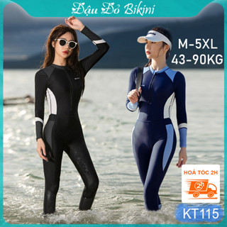  Bộ đồ bơi lặn nữ một mảnh áo dài tay liền quần dài chống nắng toàn thân có big size đến 90kg cho người mập béo | KT115 
