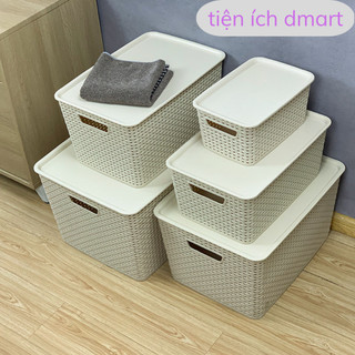  rổ nhựa đựng đồ có nắp phong cách hàn quốc giỏ để đồ nhựa việt nhật cao cấp 