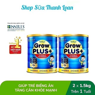 Combo 2 lon sữa bột nutifood grow plus+ xanh hộp 1,5kg.