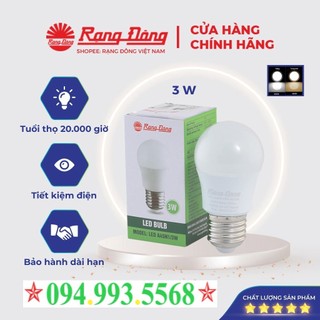 Bóng led bulb tròn, đèn led búp tròn 3w rạng đông - samsung chipled