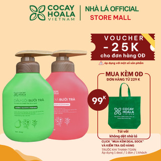 Dầu Gội Xả Hữu Cơ Bưởi Trà COCAYHOALA, Dưỡng Tóc Chắc Khỏe, Mềm Mượt Tự Nhiên - 350gr/chai