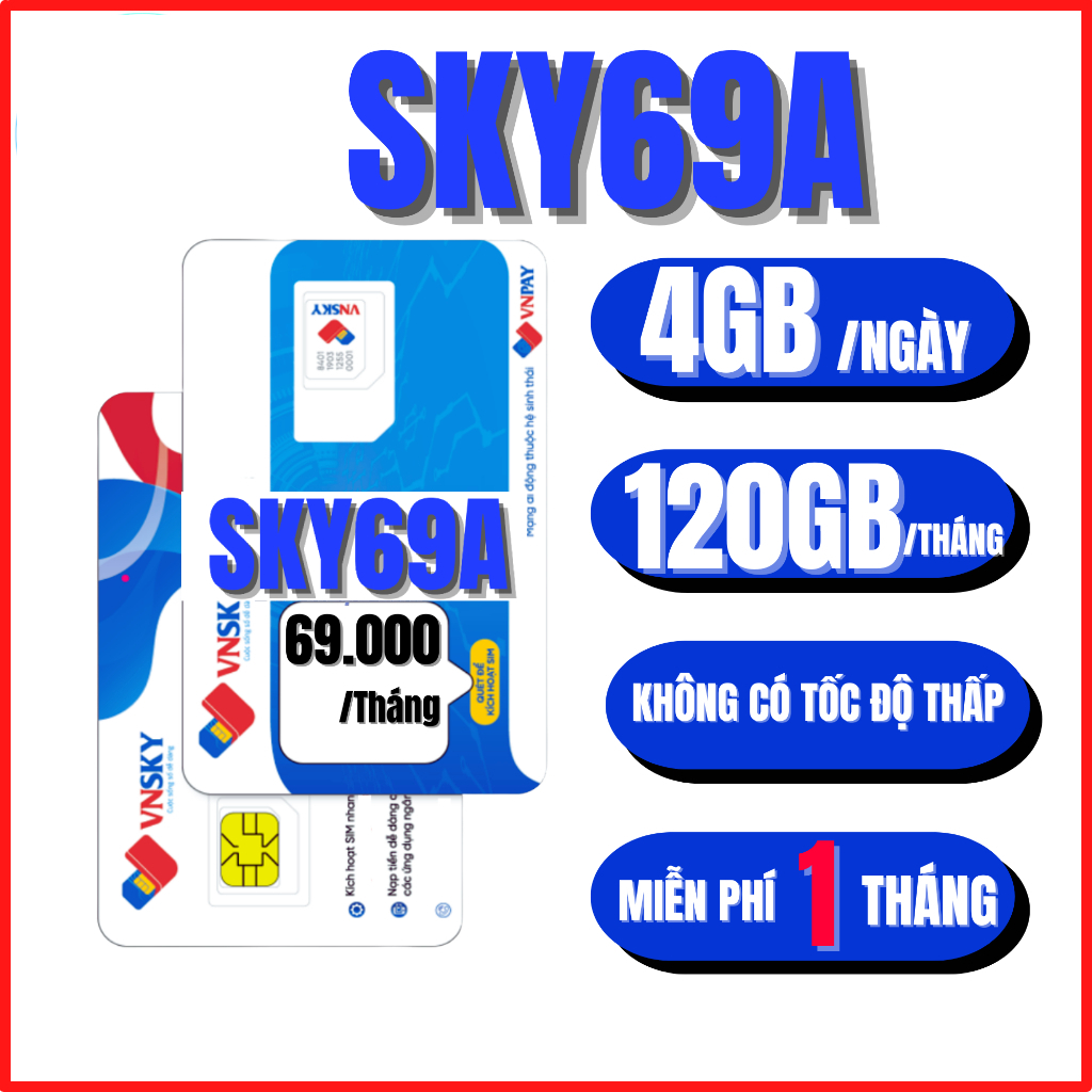 Sim 4G Mobifone SKY69A, SKY89, SKY59, SKY77, A69, A89, A79, A199, SIÊU DATA Miễn Phí 1 Tháng - Miễn Phí Gọi