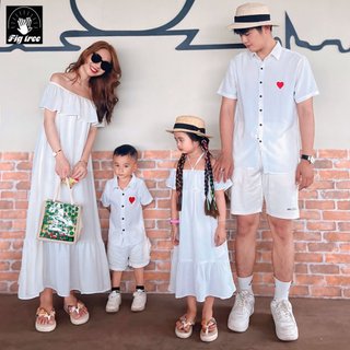 Set áo gia đình fig tree đũi màu trắng mẫu mới chào hè 2023