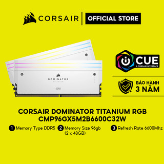 Ram PC Corsair Dominator Titanium White 96GB 6600MHz DDR5 (2x48GB) CMP96GX5M2B6600C32W