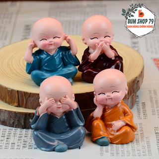 Tượng Chú Tiểu Mini Tứ Không Vui Vẻ Dùng Để Trang Trí, Bộ Tượng Mini 4 Chú Tiểu Chất Liệu Thạch Cao Siêu Dễ Thương.