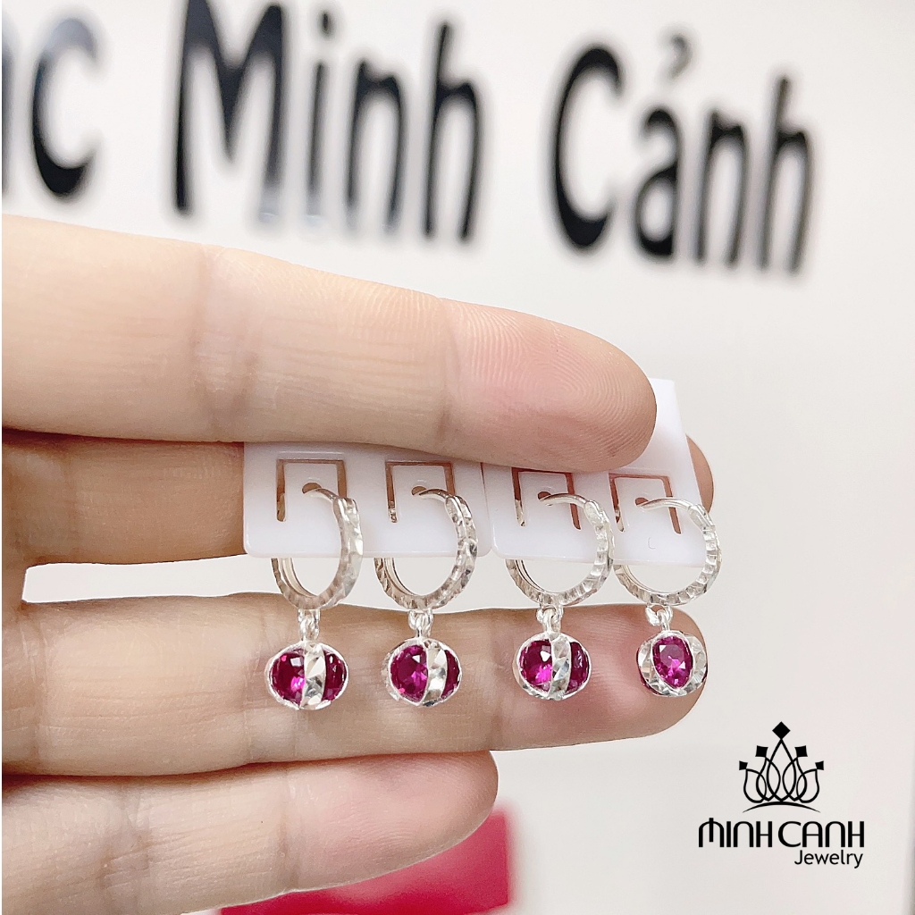 Bông Tai Bạc Trẻ Em Quả Cầu Bọc Đá - Minh Canh Jewelry