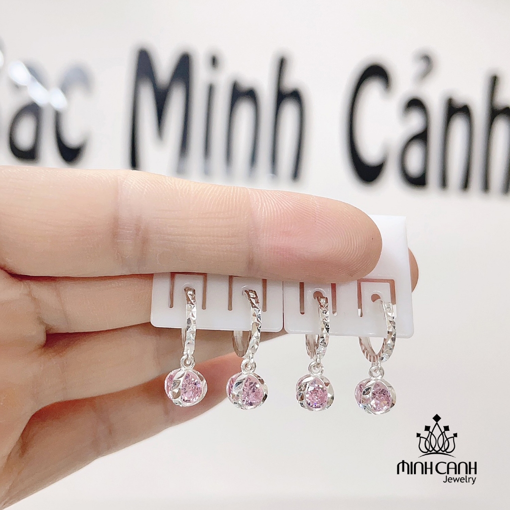 Bông Tai Bạc Trẻ Em Quả Cầu Bọc Đá - Minh Canh Jewelry