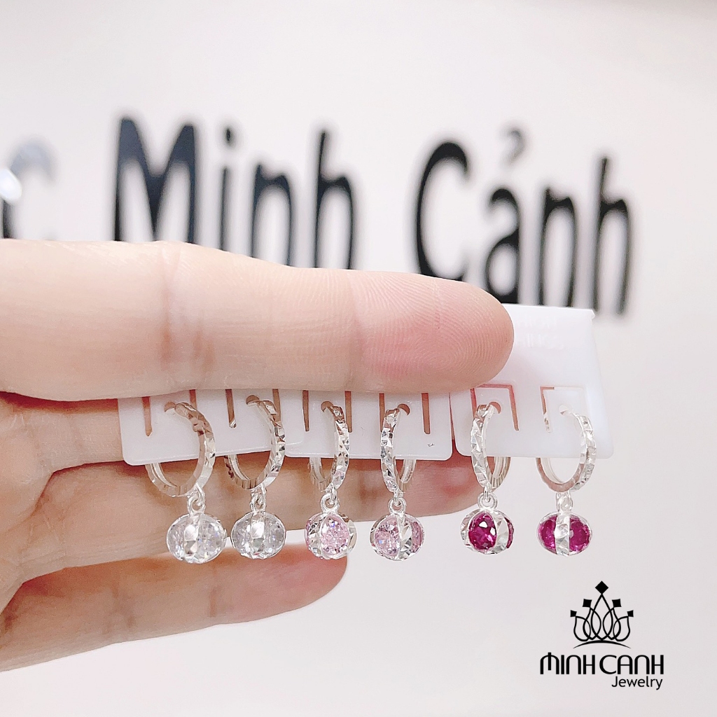 Bông Tai Bạc Trẻ Em Quả Cầu Bọc Đá - Minh Canh Jewelry